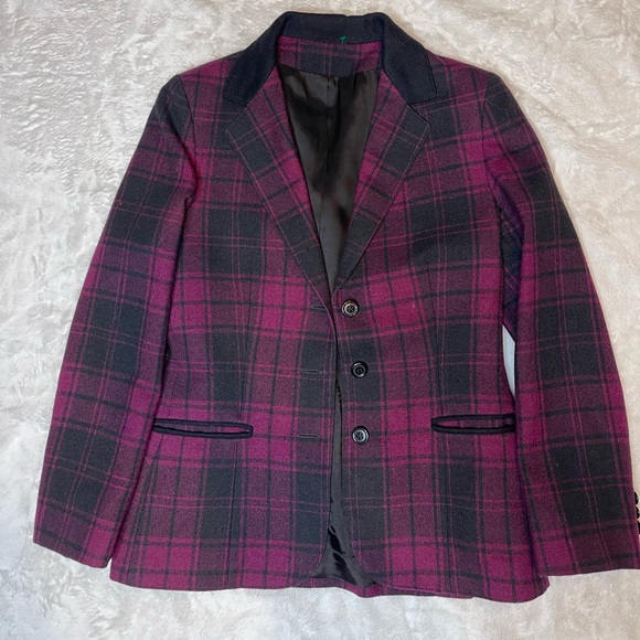 Country Suburban Purple Fuchsia Black Check Blazer 6 Vintage - Picture 7 of 7